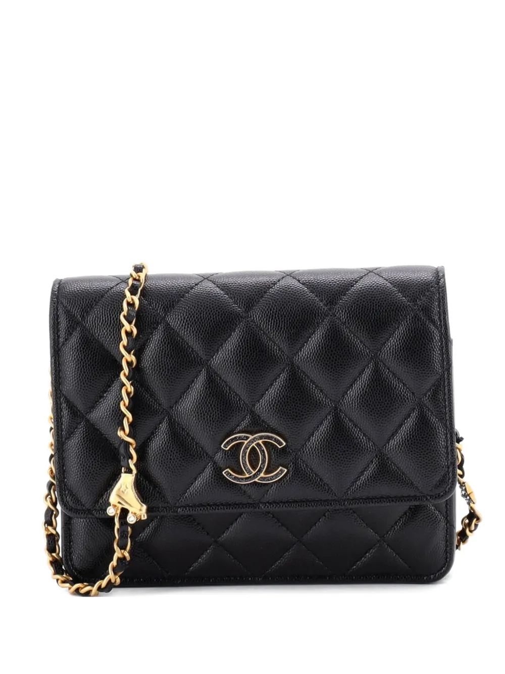 CHANEL Pre-Owned Roller Skate and Star Charms Wallet on Chain Quilted Caviar with Crystals and Enamel Mini crossbody bag - Nero