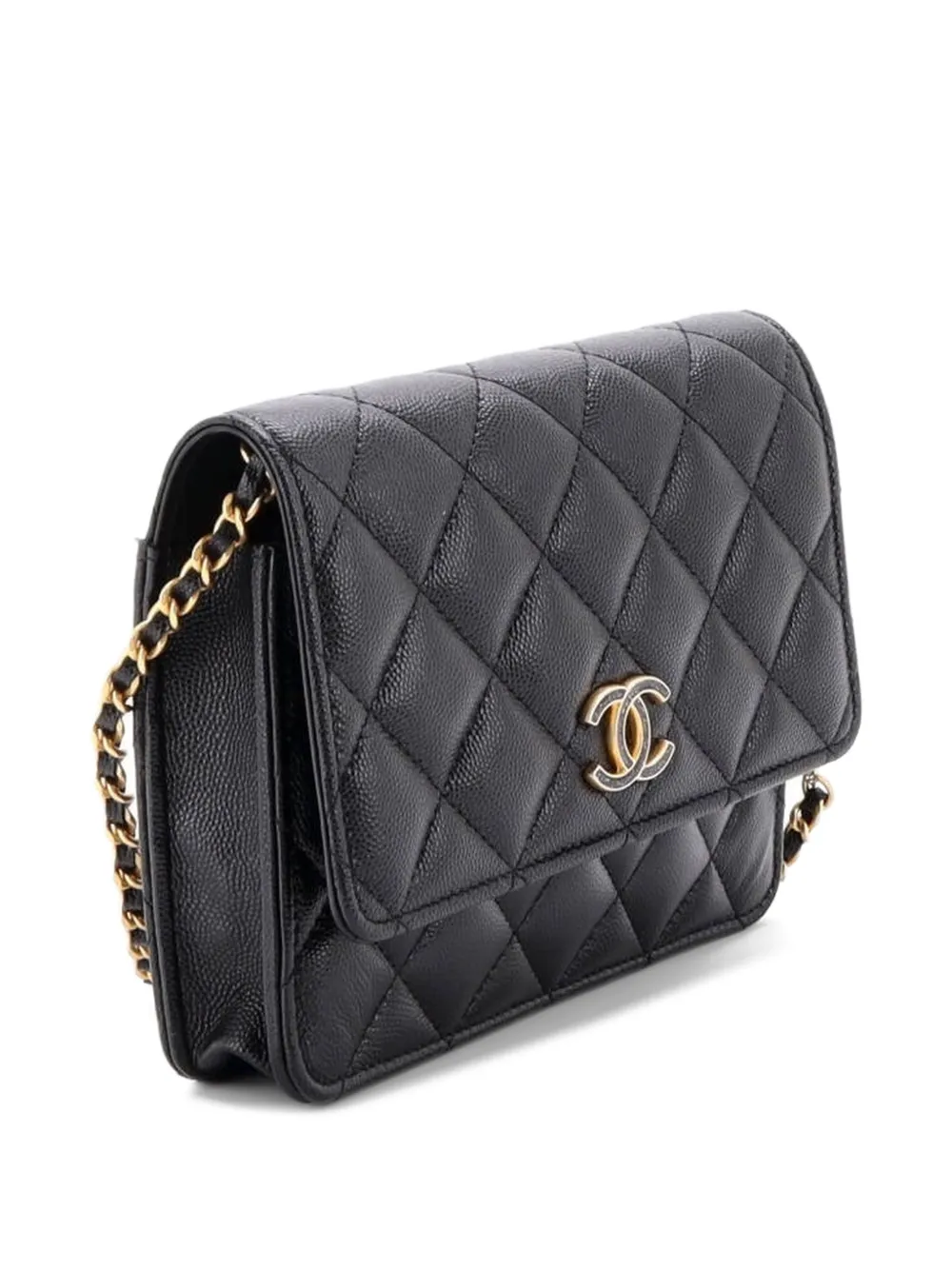  Chanel Pre-owned Roller Skate And Star Charms Wallet On Chain Quilted Caviar With Crystals And Enamel Mini Crossbody Bag - Black 