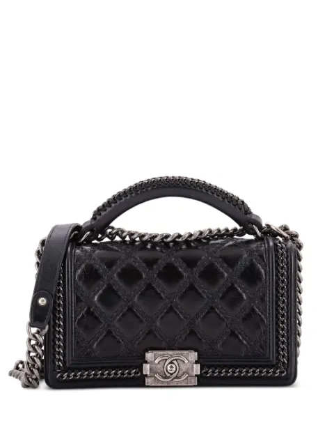 CHANEL Pre-Owned Chain Handle Boy Flap Bag Quilted Glazed Calfskin Old Medium shoulder bag