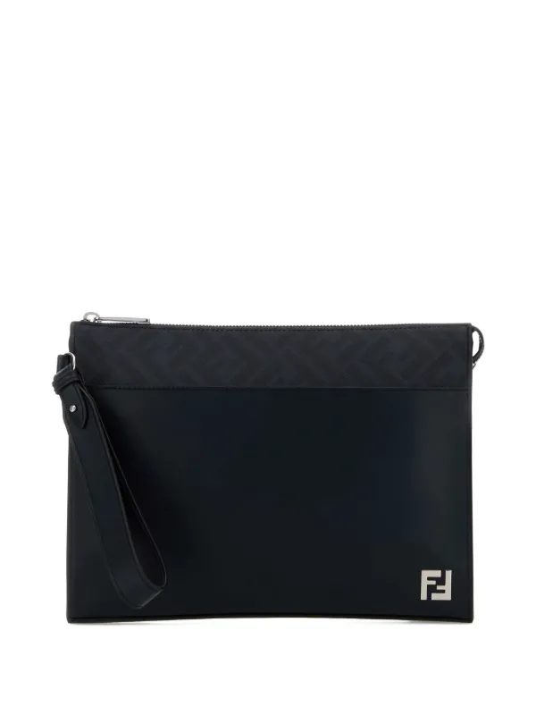 FENDI クラッチバッグ　ポーチ　ブラック FENDI モノグラム スクエア クラッチバッグ | ブラック | FARFETCH JP