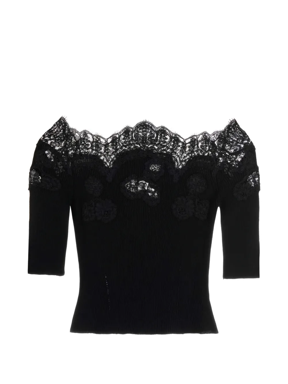Ermanno Scervino lace cotton top - Nero
