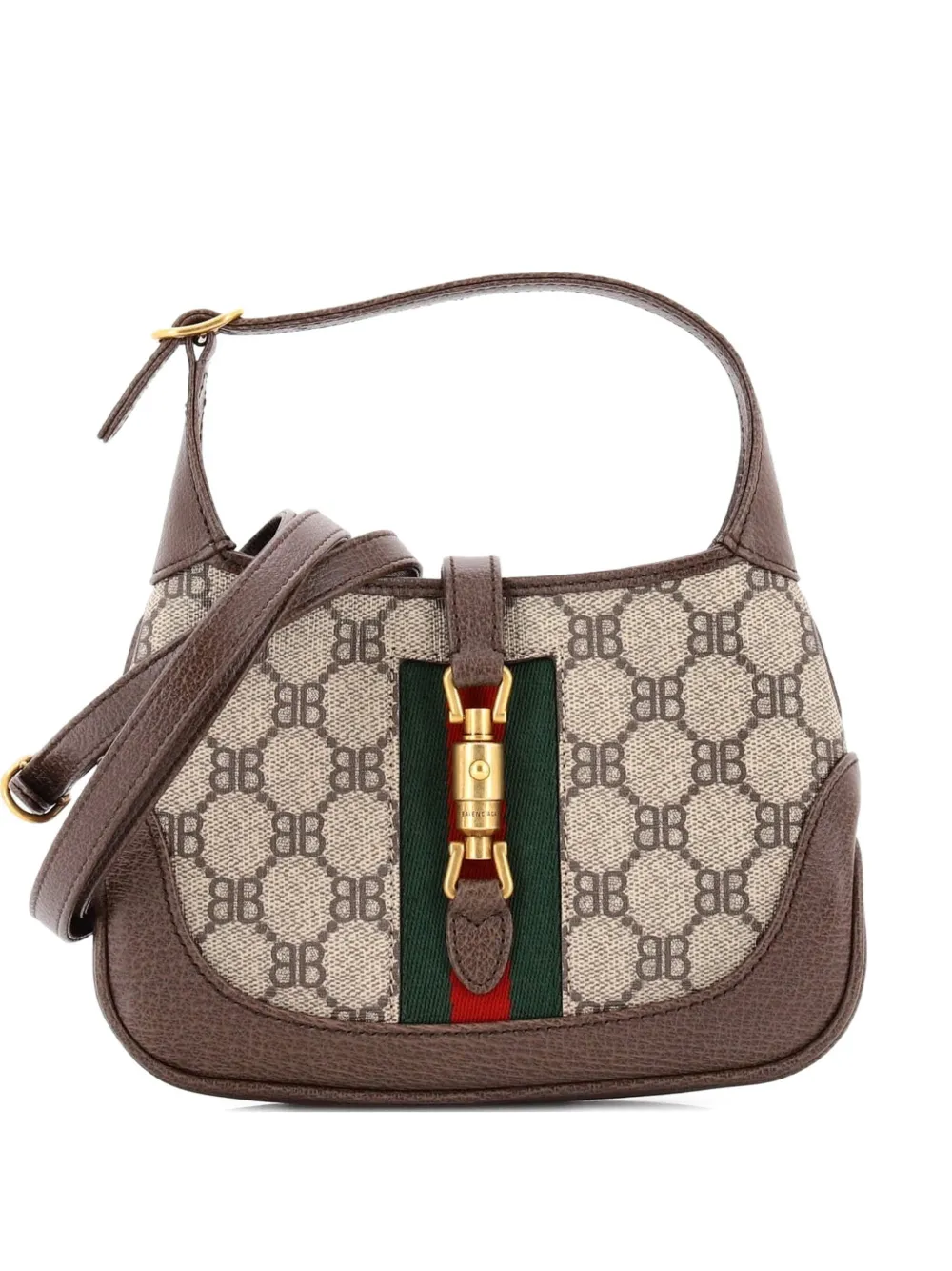 Balenciaga Pre-Owned x Gucci The Hacker Project Jackie 1961 Hobo BB Coated Canvas Mini shoulder bag - Marrone