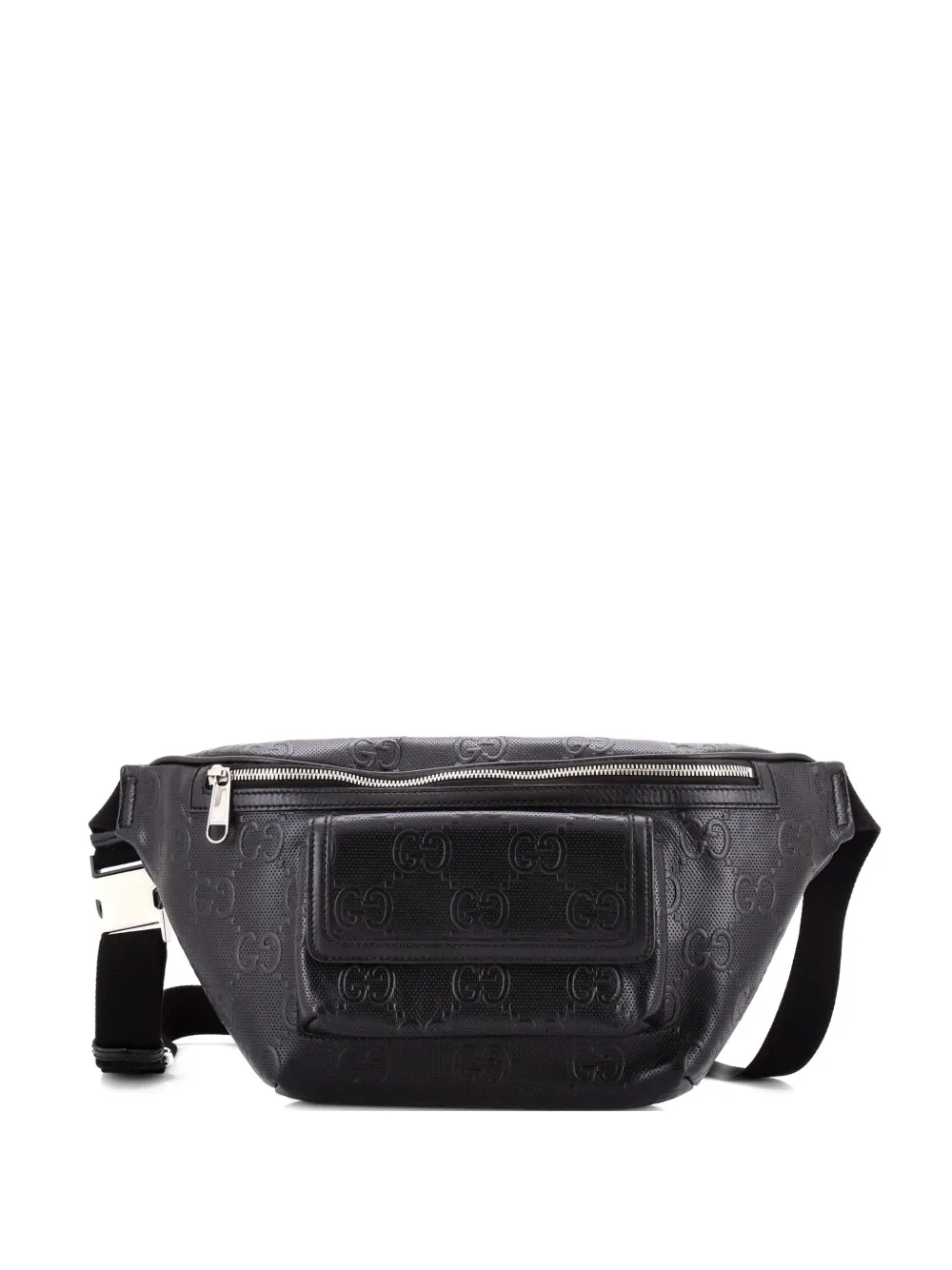 Gucci Pre-Owned Front Pocket GG Embossed Perforated Leather belt bag - Nero