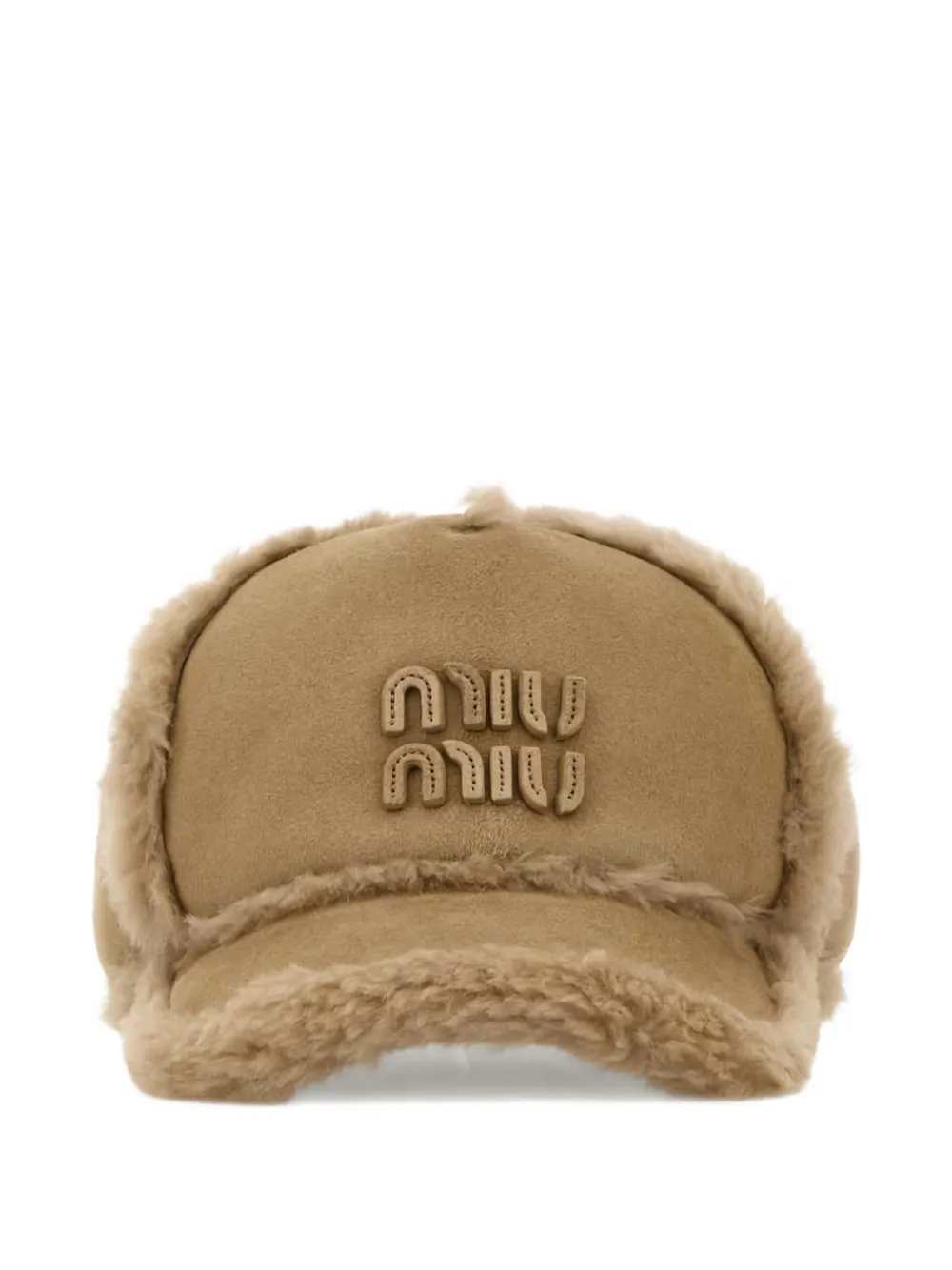 Miu Miu shearling-trim baseball cap - Toni neutri