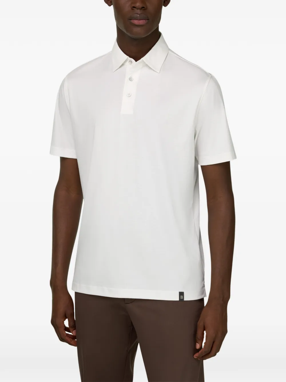 Boggi Milano Poloshirt met knopen met logo en korte mouwen Wit