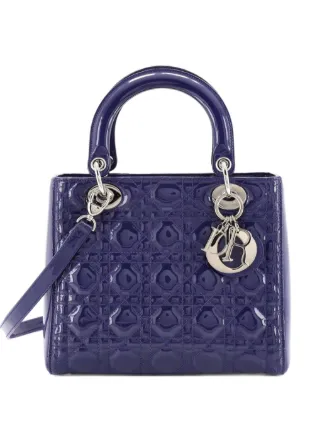Dior logo キルティングケース 紫色 Christian Dior Purple Cannage Quilted Lambskin Leather Medium Lady