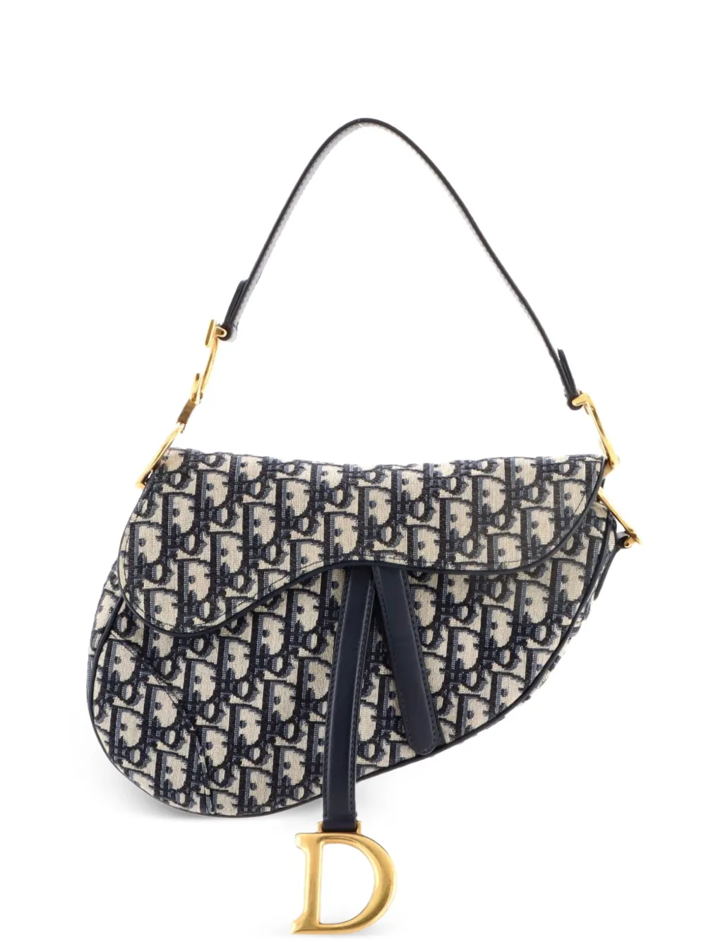 Christian Dior Pre-Owned Saddle Handbag Oblique Canvas Medium shoulder bag - Blu