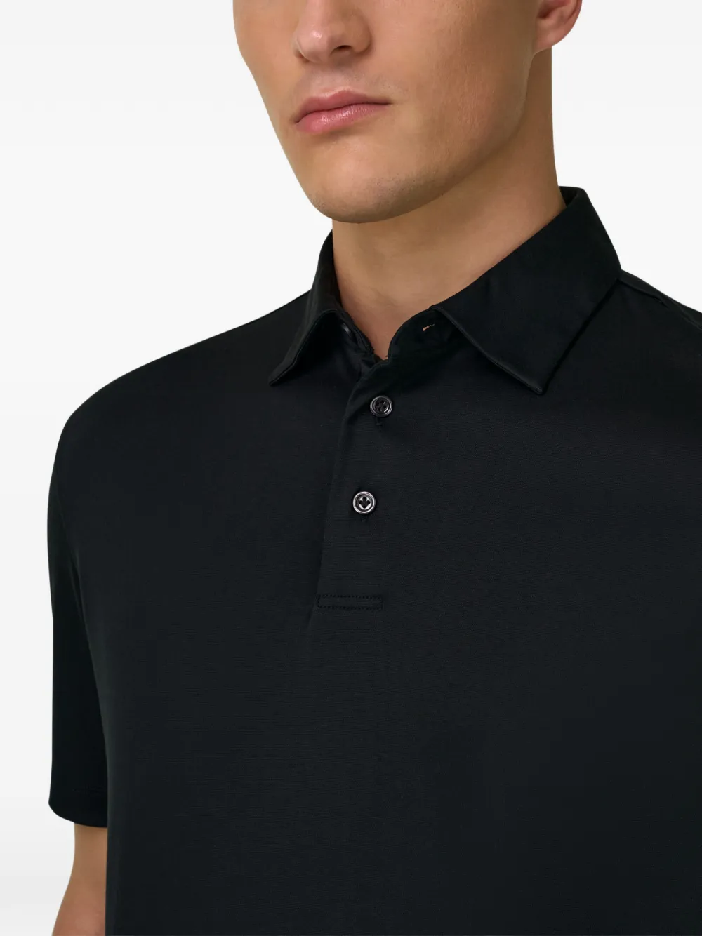 Boggi Milano Poloshirt met knopen met logo en korte mouwen Zwart