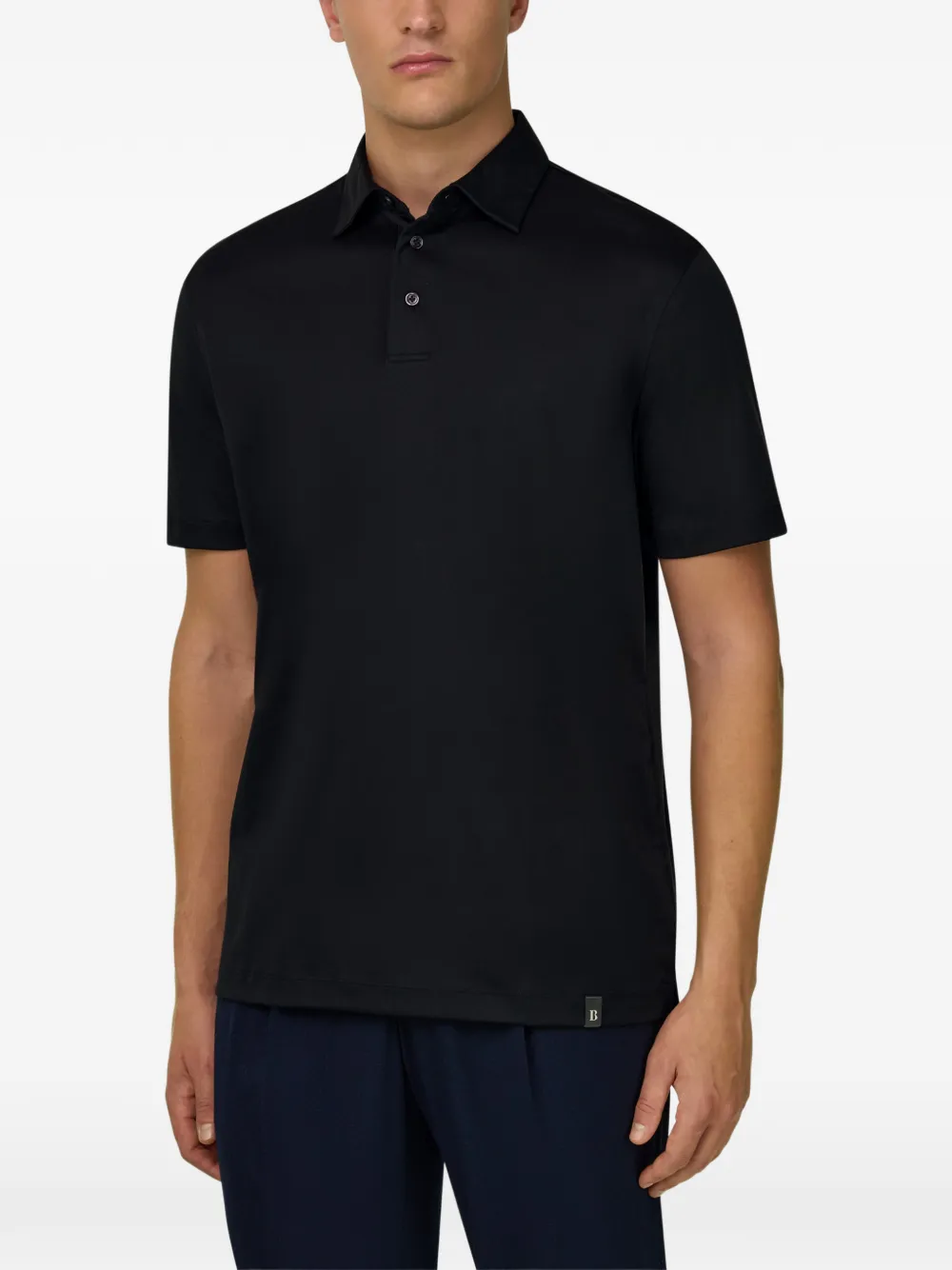 Boggi Milano Poloshirt met knopen met logo en korte mouwen Zwart
