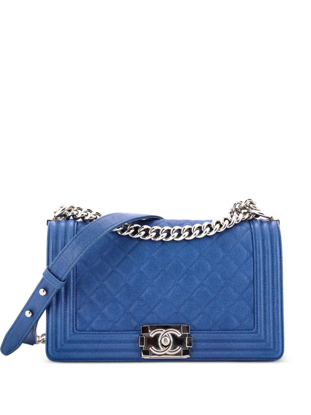 CHANEL Pre-Owned Boy Flap Bag Quilted Caviar Old Medium crossbody bag - Blu