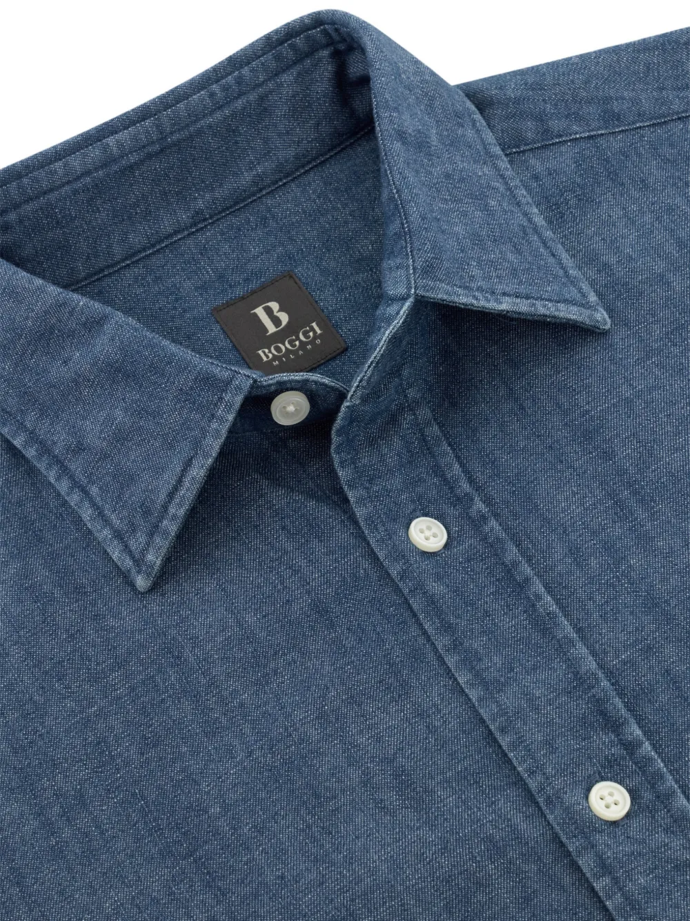 Bowling-Collar Denim Shirt