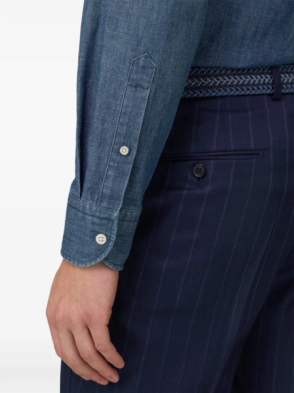 Bowling-Collar Denim Shirt