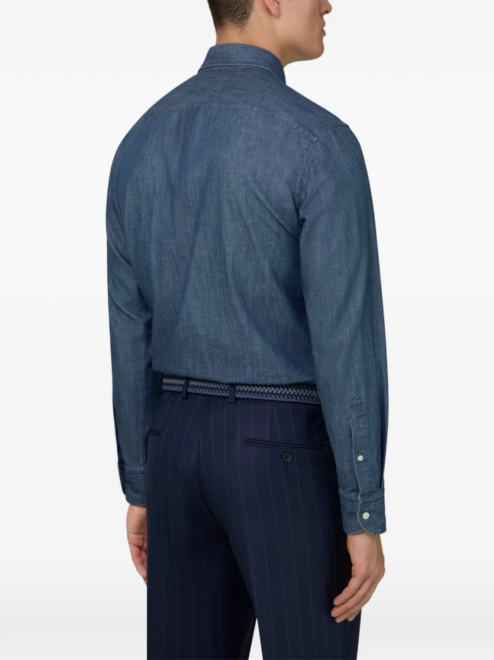 Bowling-Collar Denim Shirt