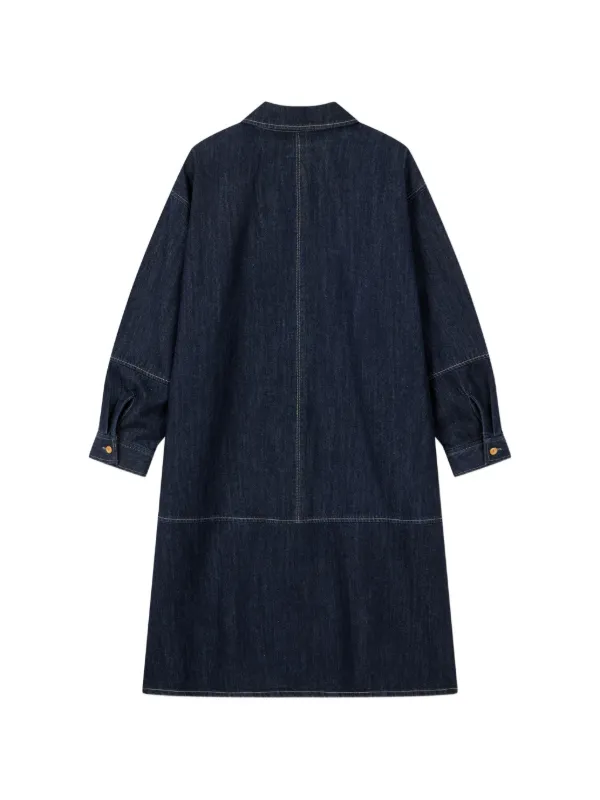 panelled denim dress Embellished paneled denim mini dress - blue