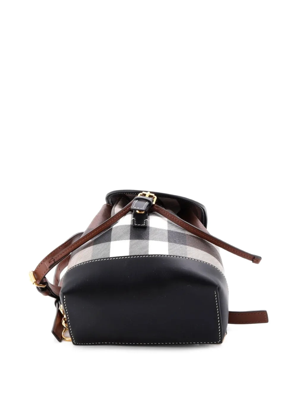  Burberry Pre-owned Flap House Check Coated Canvas Micro Backpack - Black 