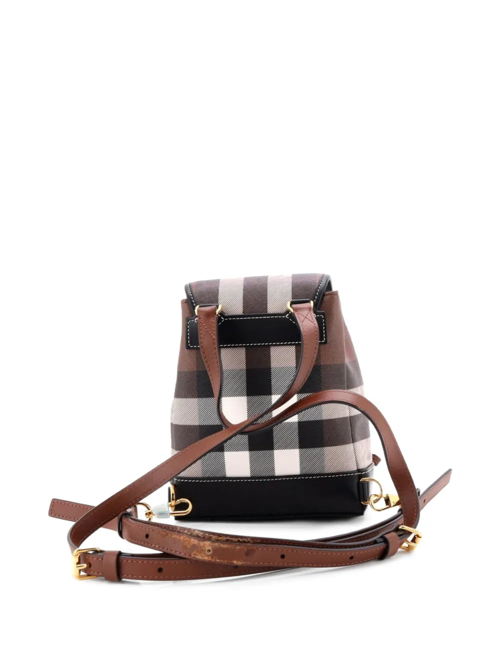  Burberry Pre-owned Flap House Check Coated Canvas Micro Backpack - Black 