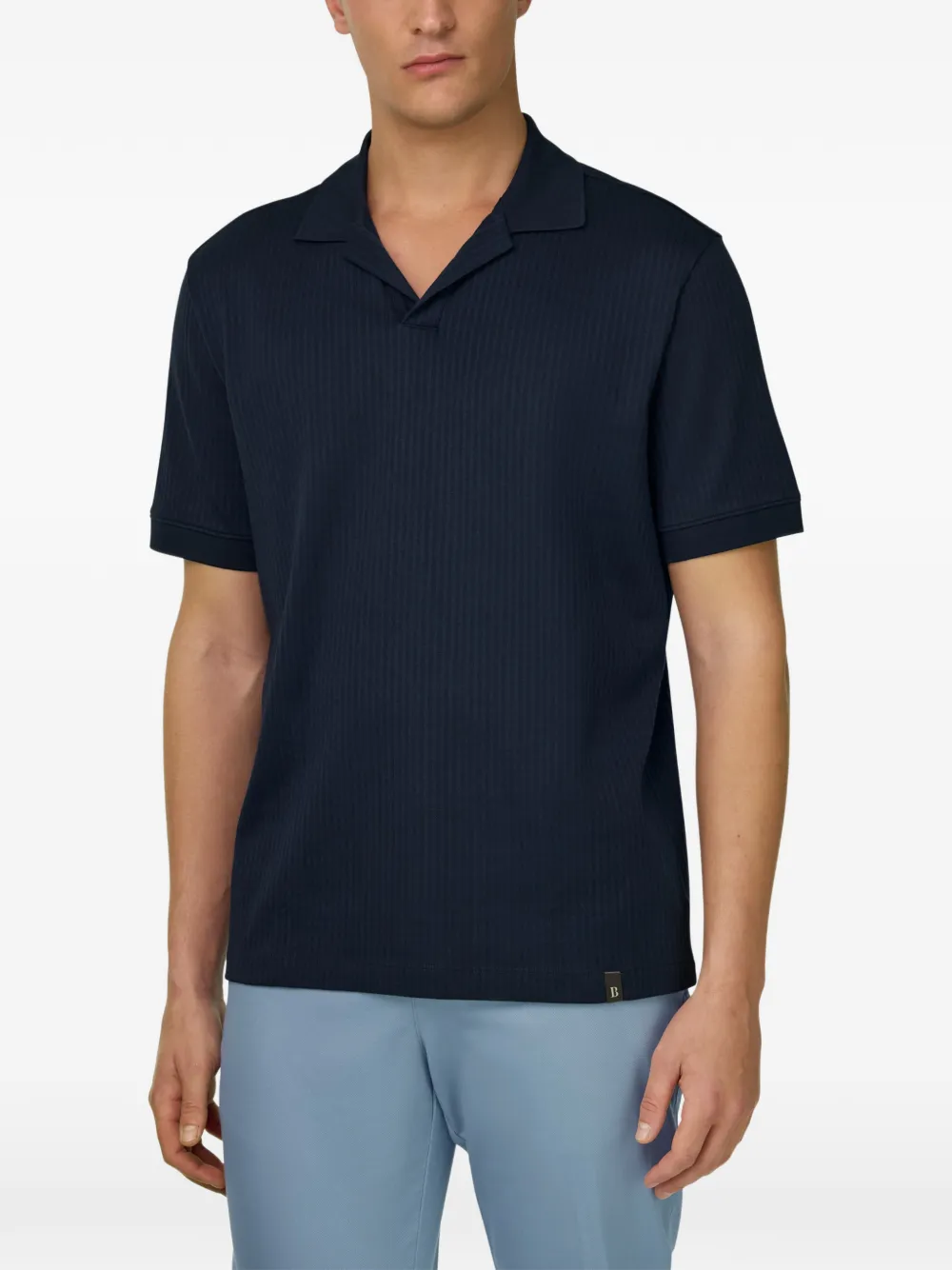 Jacquard Open-Collar Polo Shirt