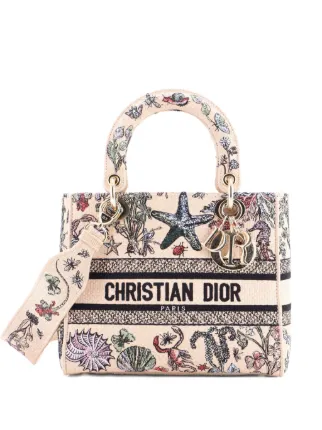 Christian Dior Pre-Owned Lady D-Lite Bag Embroidered Raffia Medium