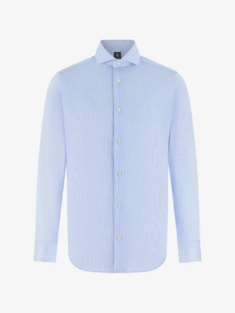 Boggi Milano chemise à col napolitain rayé