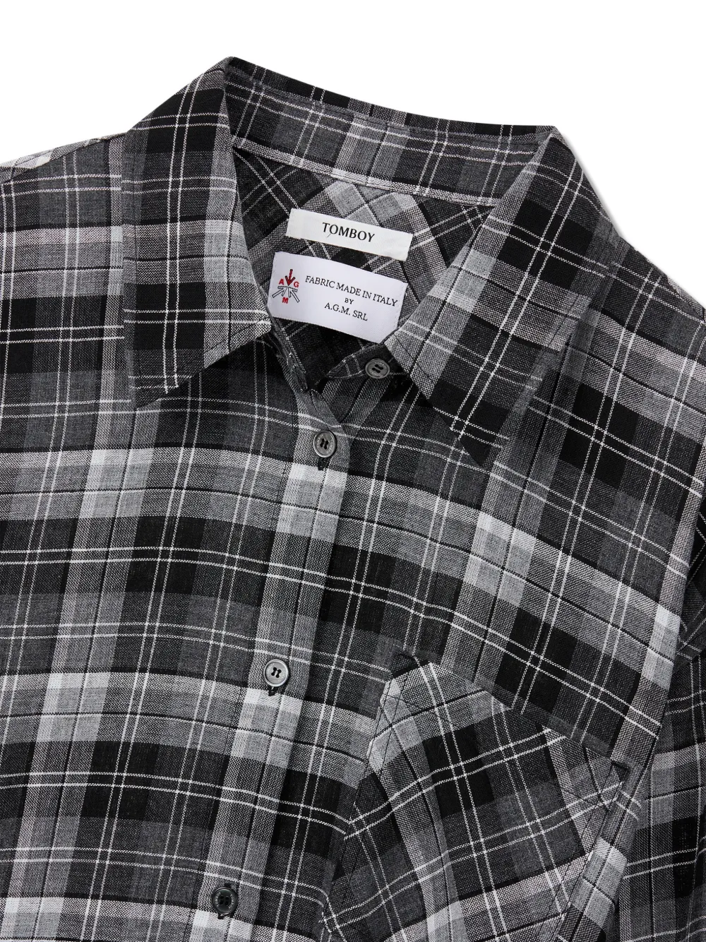  Tomboy Wrap-design Checked Shirt - Grey 