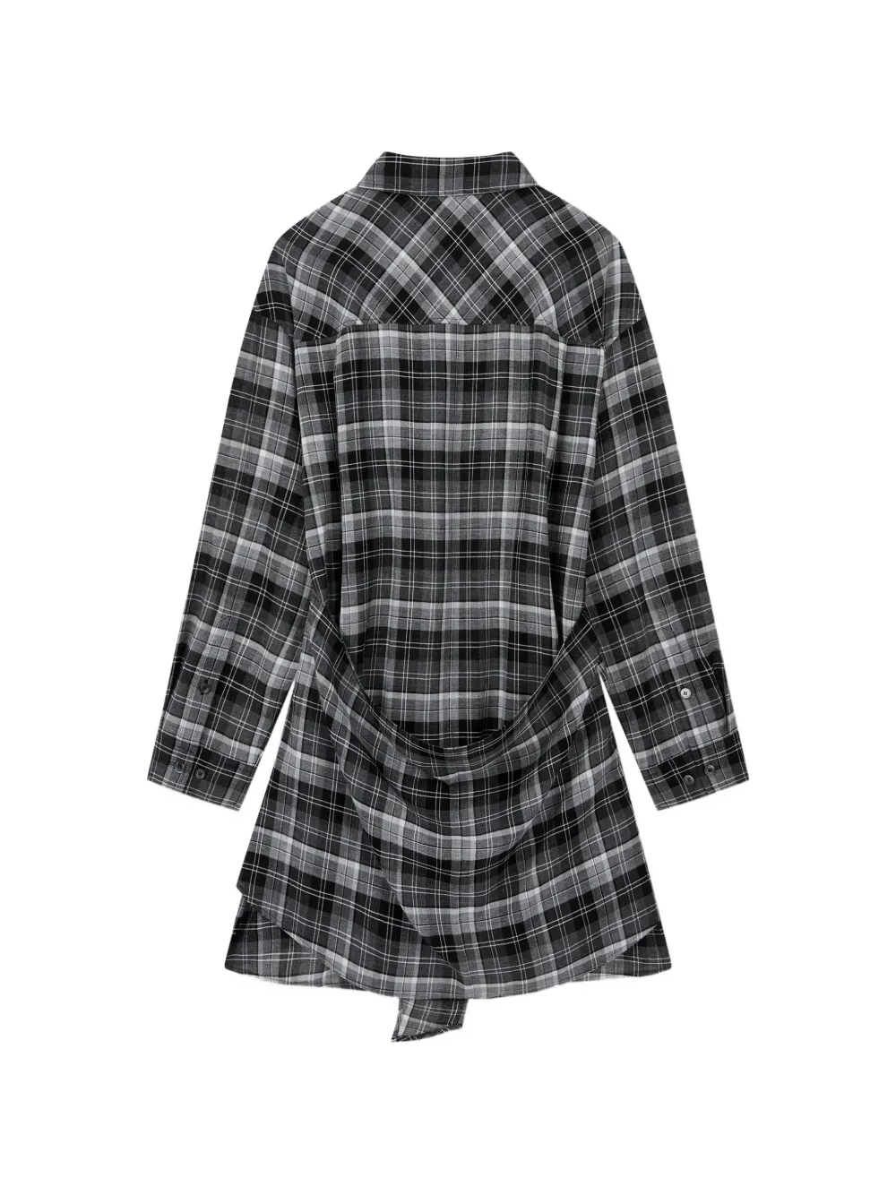  Tomboy Wrap-design Checked Shirt - Grey 