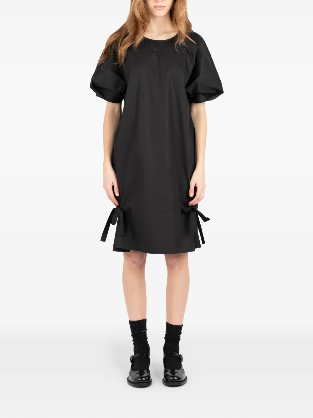 Société Anonyme Osaka puffed.-sleeve midi dress - Nero