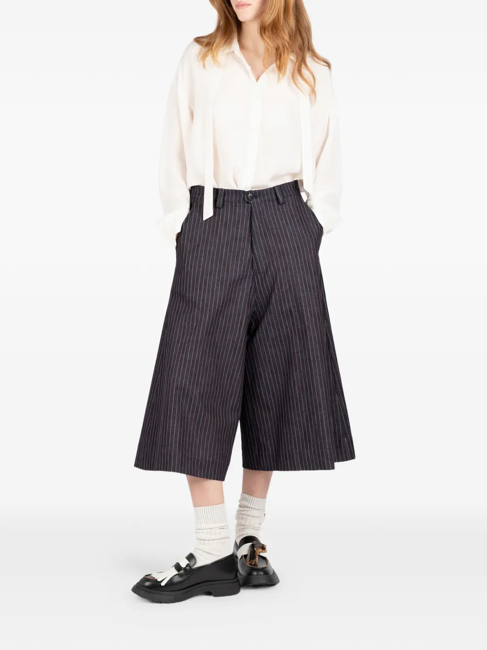 Société Anonyme Shorts met krijtstreep Blauw