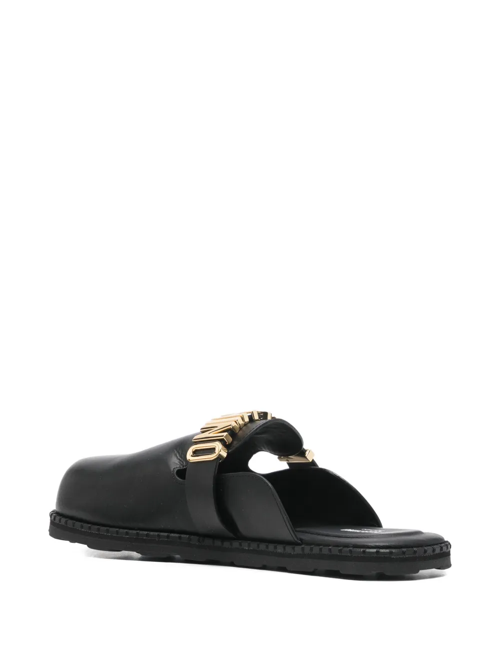 Moschino logo-plaque mules Zwart