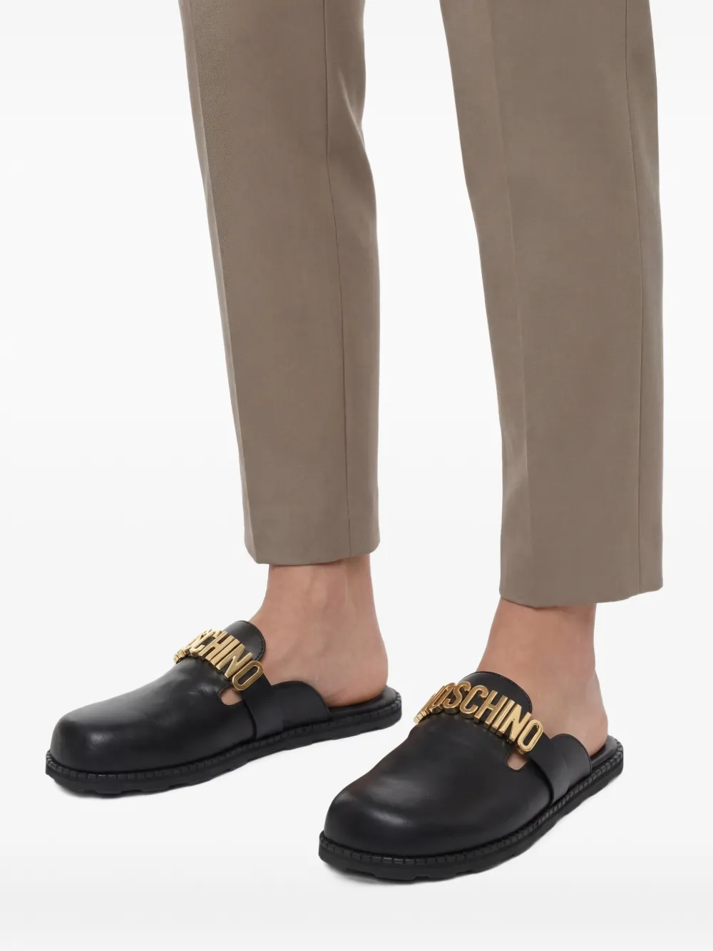 Moschino Muiltjes met logoplakkaat Zwart