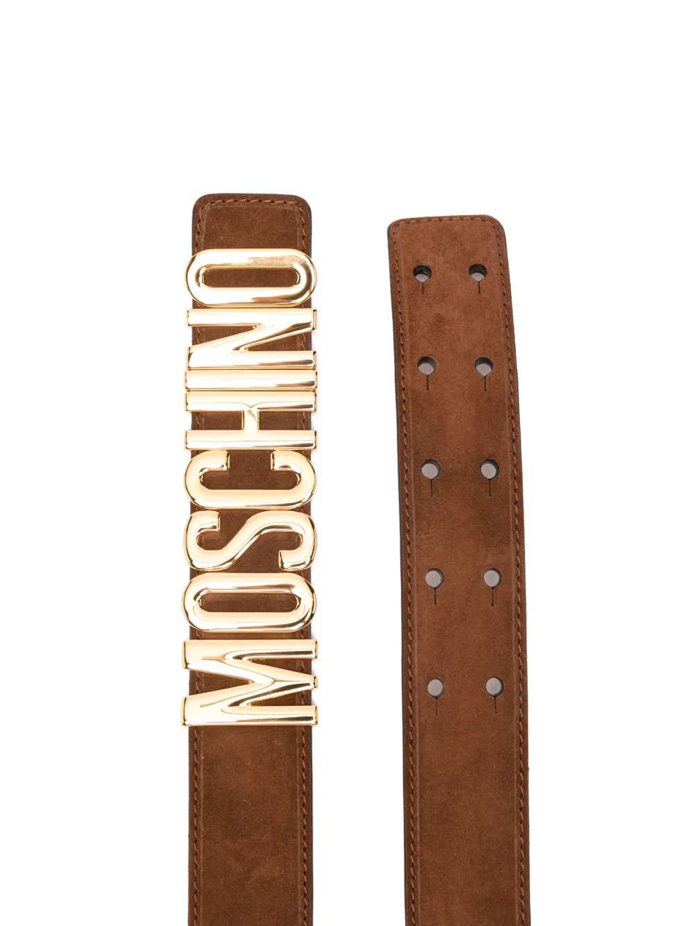  Moschino Logo-plaque Leather Belt - Brown 
