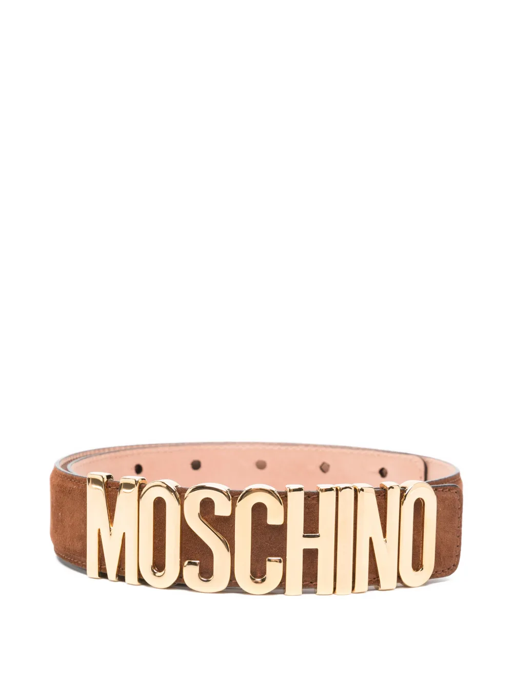 Moschino logo-plaque leather belt - Marrone