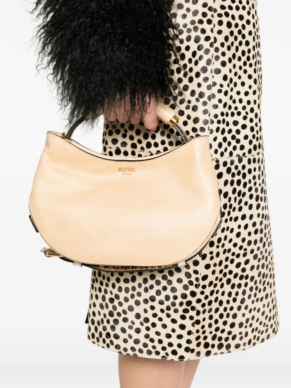 Moschino Shopper met logo Beige