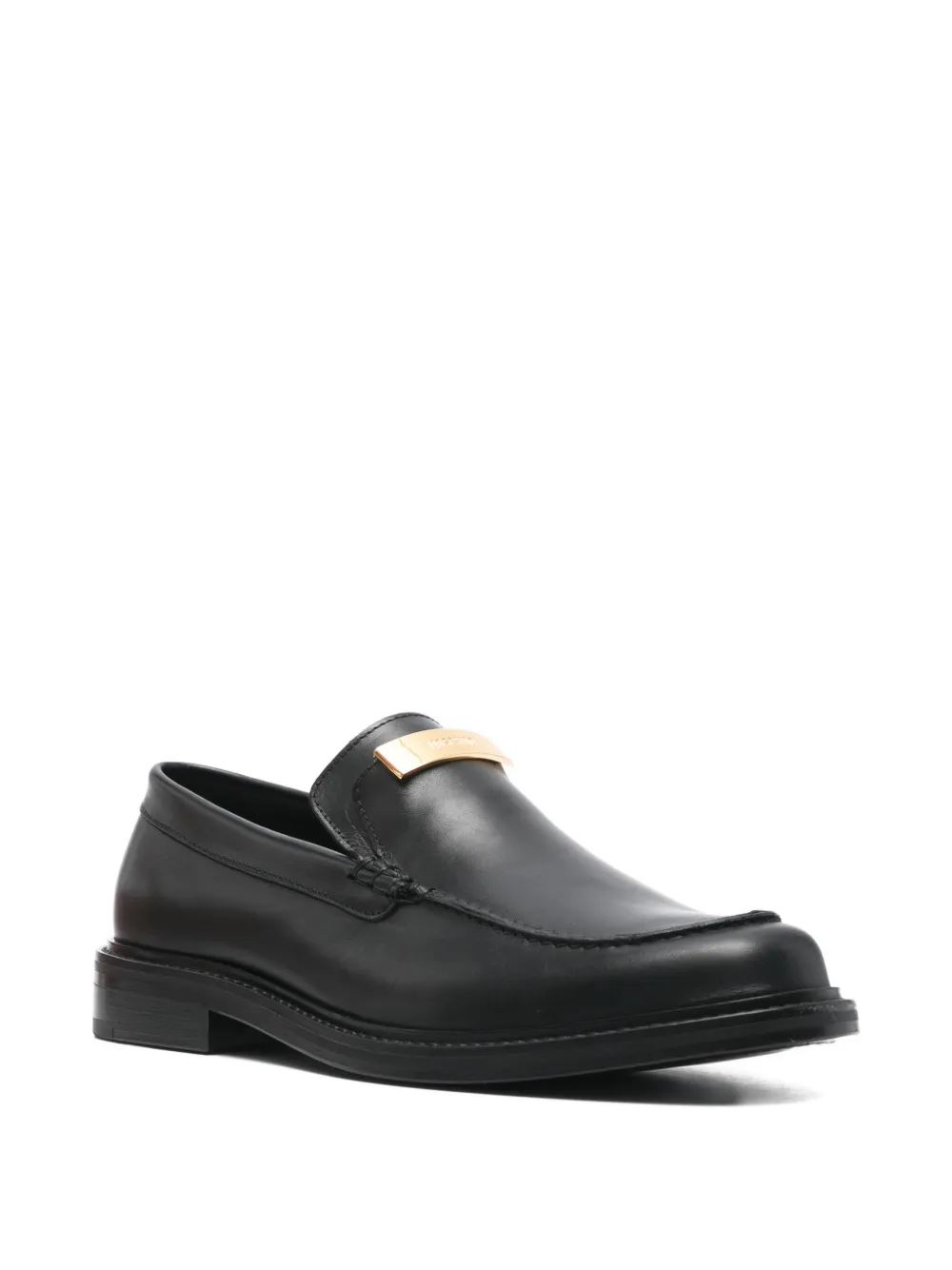 Moschino logo leather loafers Zwart