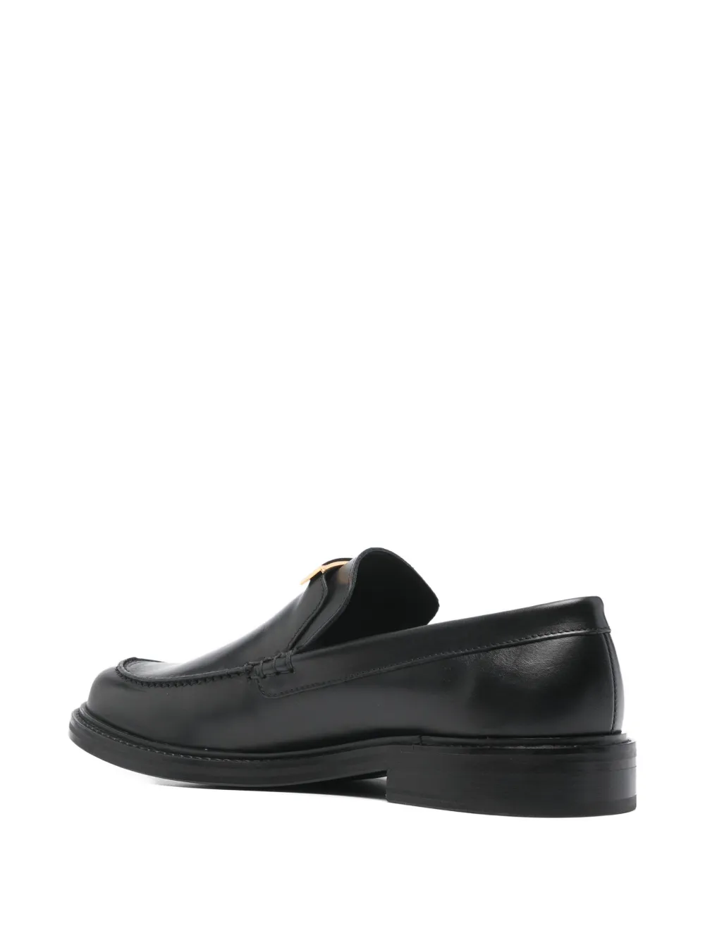 Moschino logo leather loafers Zwart
