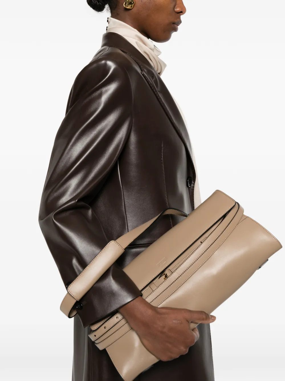  Moschino Buckle Detail Tote Bag - Neutrals 