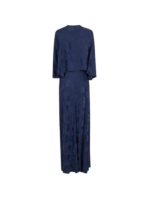 forte forte blue dress Forte_forte Jacquard Floral Halterneck Maxi Dress With Shawl