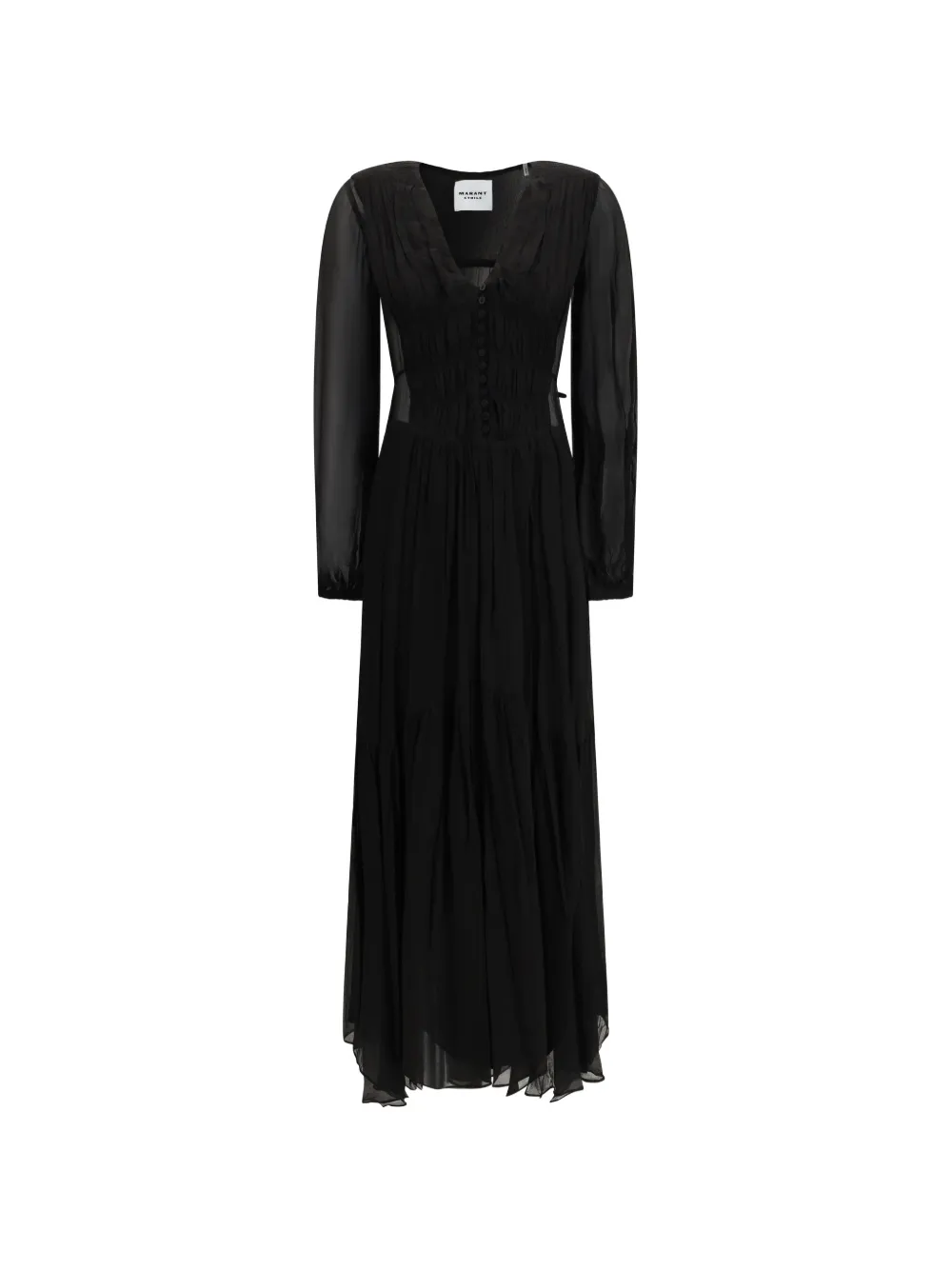 MARANT ÉTOILE buttoned sheer maxi dress - Nero