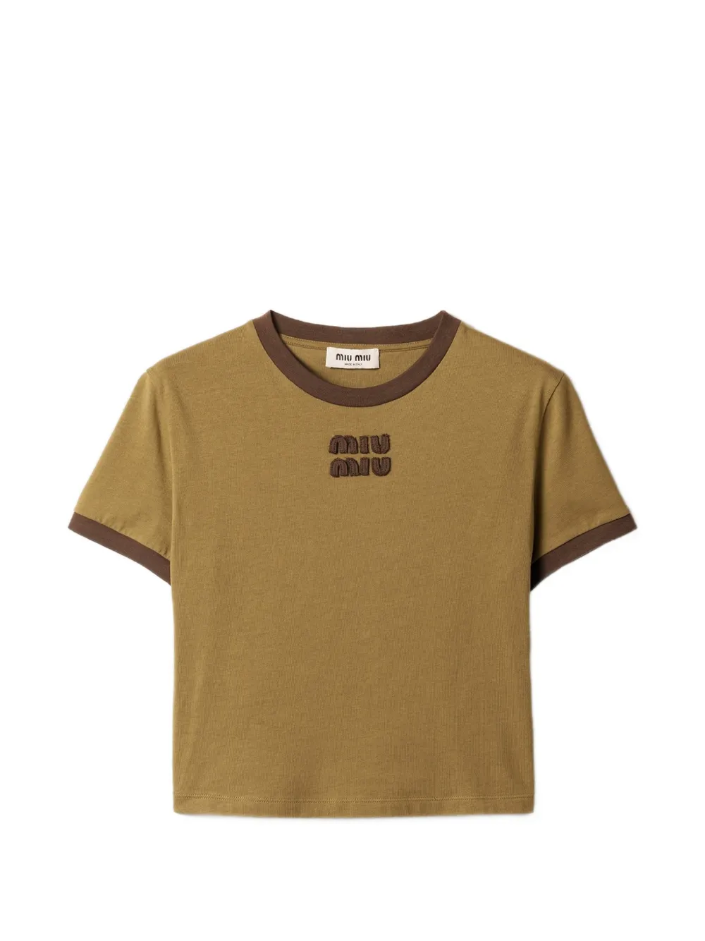 Miu Miu embroidered logo T-shirt - Verde