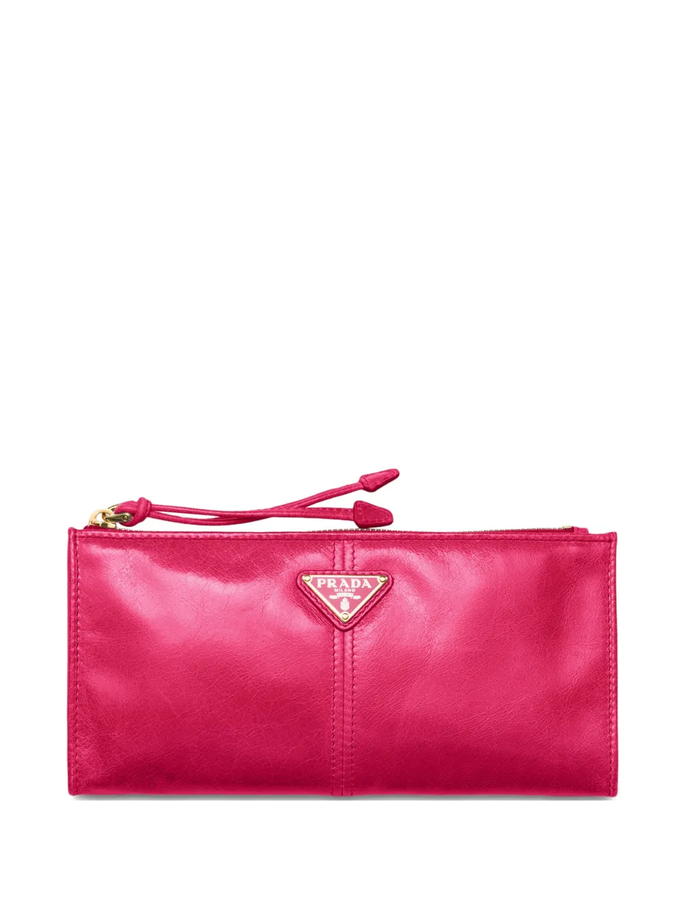 Prada enamelled triangle leather wallet - Rosa