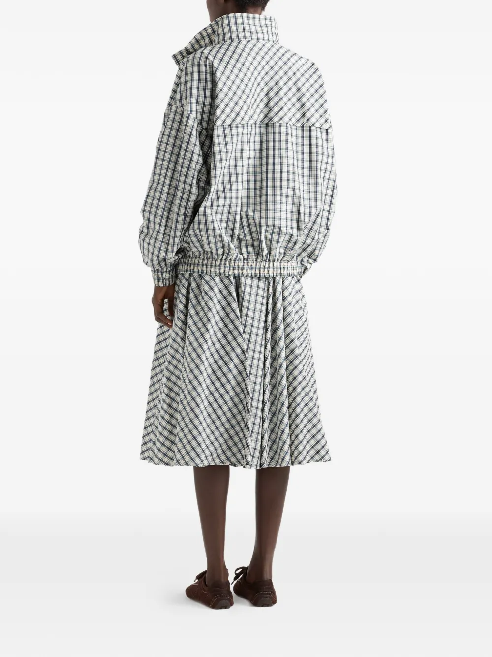  Prada Checked Collar Blouson Jacket - Neutrals 