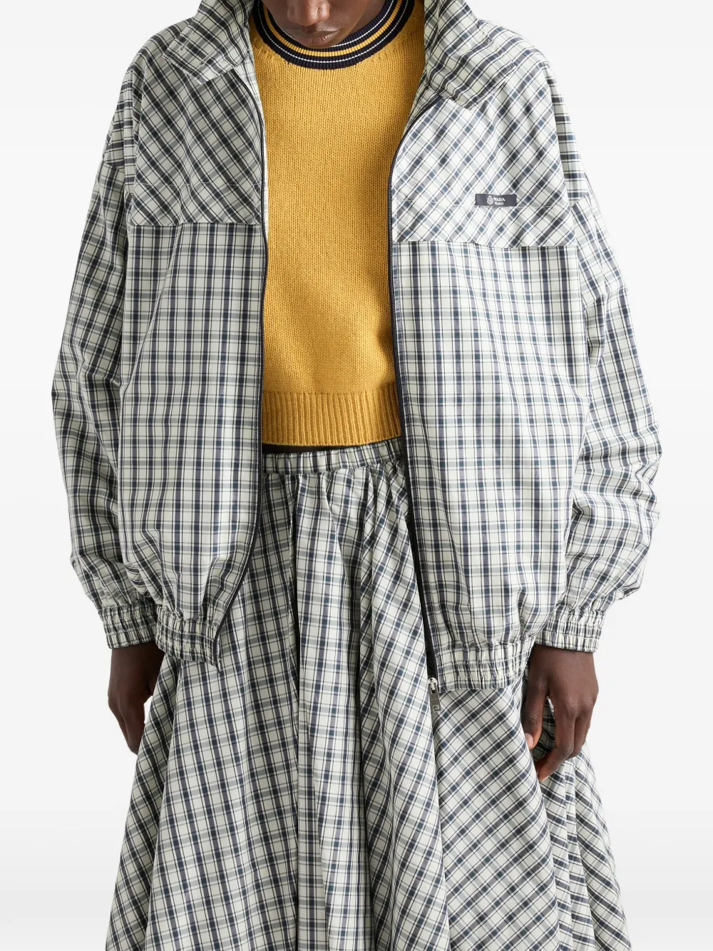 Prada Geruit shirtjack met kraag Beige
