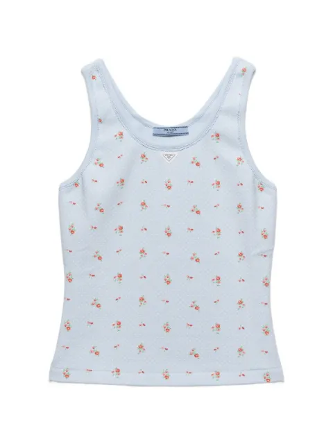 Prada top tejido de canalé con estampado de ramo