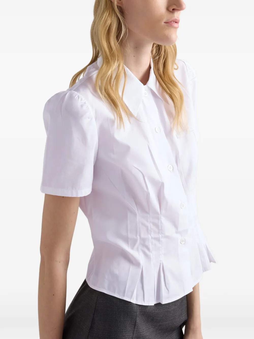  Prada Camisa Acampanada Con Botones - Blanco 