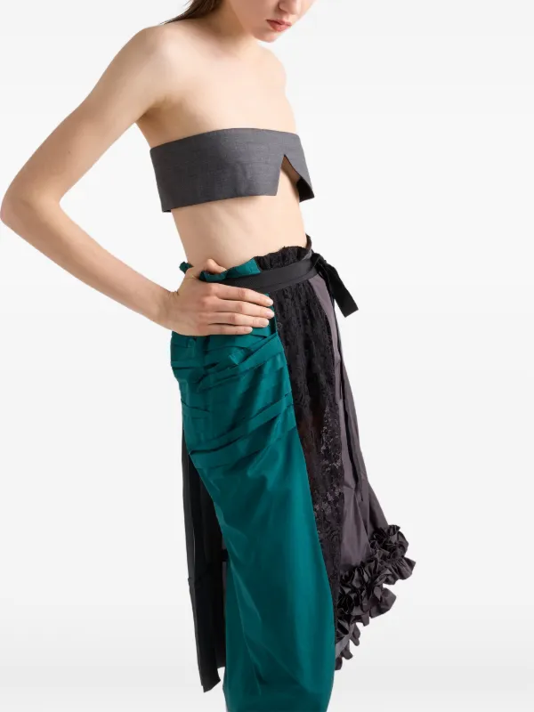 Prada Patchwork Midi Skirt | Green | FARFETCH