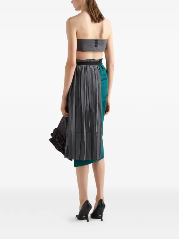 Prada Patchwork Midi Skirt | Green | FARFETCH