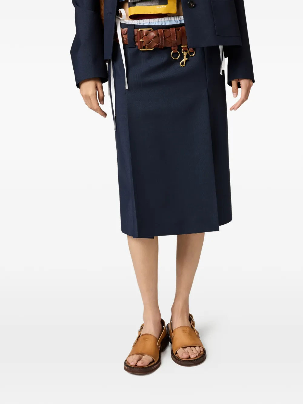 Miu Leren sandalen Bruin