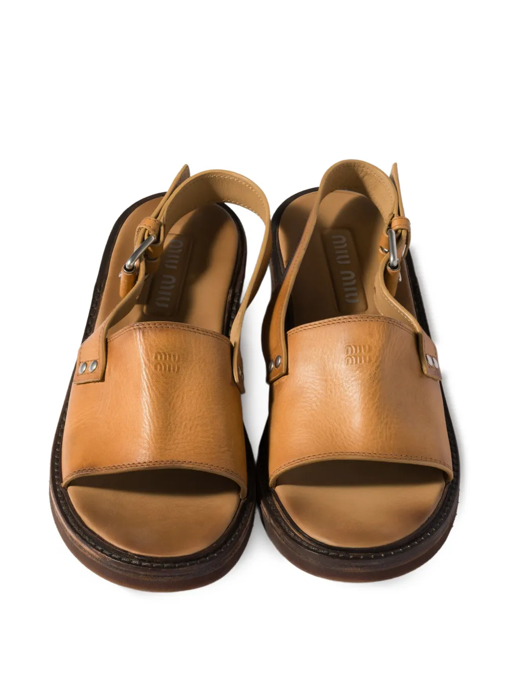 Miu Leren sandalen Bruin