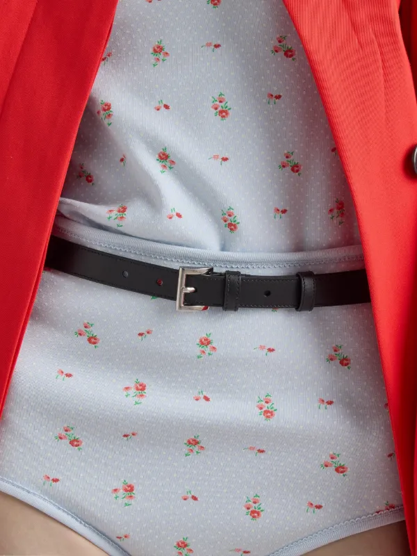 Prada Metal Buckle Triangle Logo Belt | Black | FARFETCH display picture 1