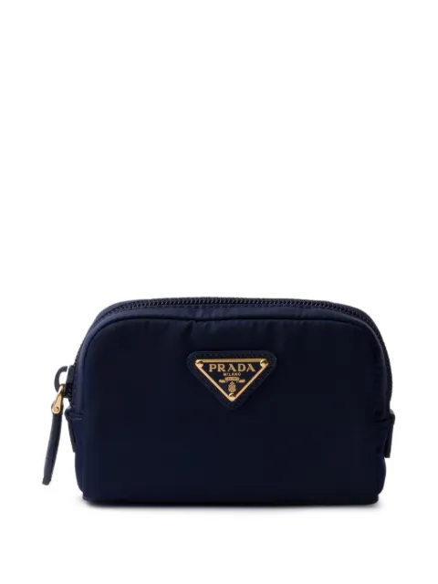 Prada metal logo zipped make bag