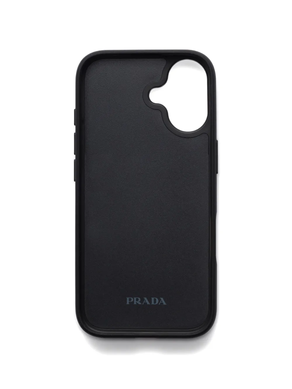 Prada Triangle Logo Leather Phone Case Iphone 17 In Black